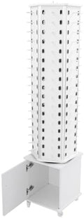 360° Rotating Sunglasses Display Stand on Wheels, Modern Eyewear Organizer for 102 Pairs, Commercial Glasses Storage Rack with White Panel & Box