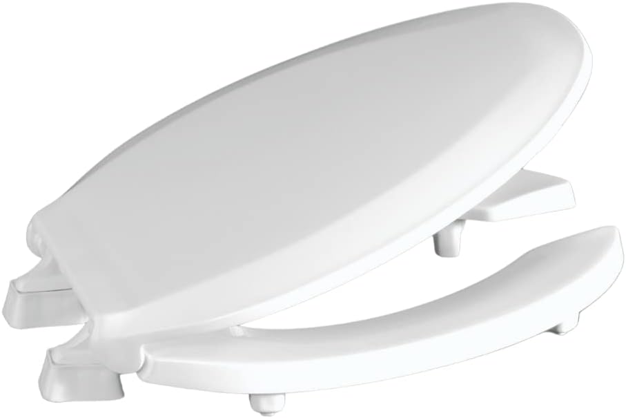 Centoco 2 inch Raised Toilet Seat for Seniors, Elongated, Open Front with Cover, Plastic, Made in the USA, HL820STS-001, White