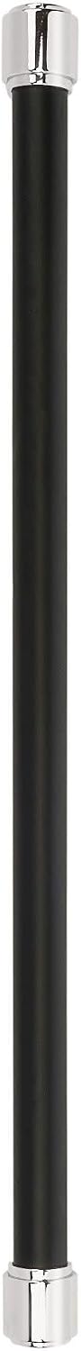 Signature Hardware 954064-18 Lazzara 18 Inch Center to Center Black Leather Appliance Pull - Polished Nickel