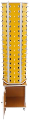 360° Rotating Eyewear Organizer with Wheels - Modern Glasses Storage Display for 102 Pairs, Commercial Sunglasses Cabinet, Stylish Yellow Design