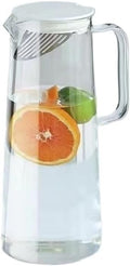 iced Tea Pitcher 1.35L/1.8L Glass Water Pitcher with Lid and Handle Water Jug for Fridge Iced Tea and Coffee Carafe Beverage Serveware Juice Jug(Clear,Small)