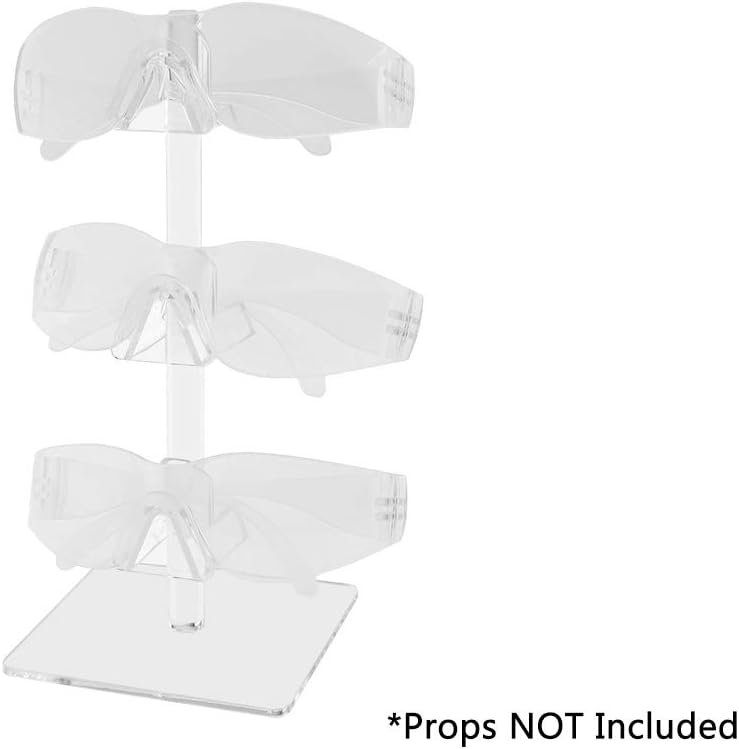 Marketing Holders 6 Pack Eyewear Holder Tabletop Organizer Stand Holds 3 Pairs of Sunglasses or Eyeglasses Clear Acrylic with Square Base for Boutiques Gift Shops Opticians and Retail Stores