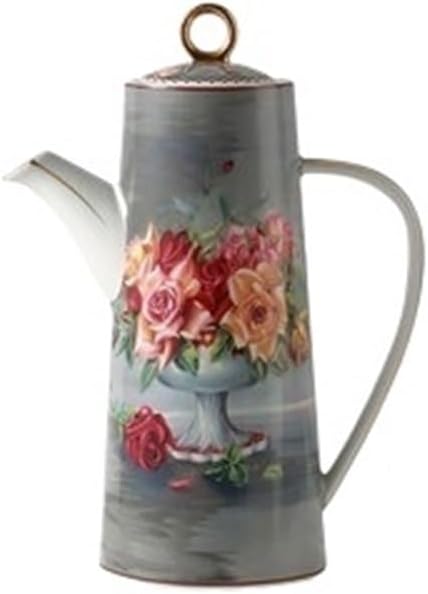 Beverage Serveware Ceramic Teapot With Lid Water Pitcher Kitchen Butter Bottle Flower & Bird Finished Wedding Gifts Party Presents 650ML Water Carafe(Gris)
