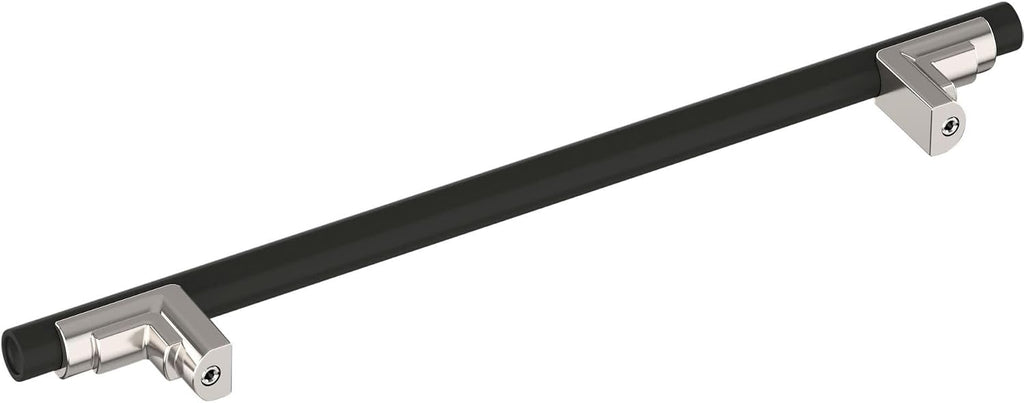 Signature Hardware 954045-12 Anberlin 12 Inch Center to Center Appliance Pull - Matte Black Handle - Polished Chrome