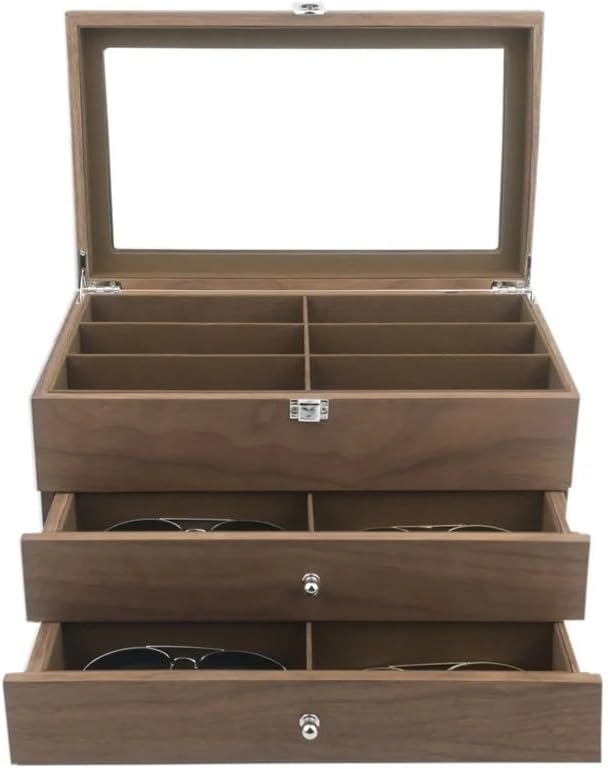 Glasses Stand 18 Grids Sunglasses Organizer Box Wooden 3 Layer Glasses Storage Box Jewelry Sunglasses Eyewear Display Case Box Eyewear Display Stand