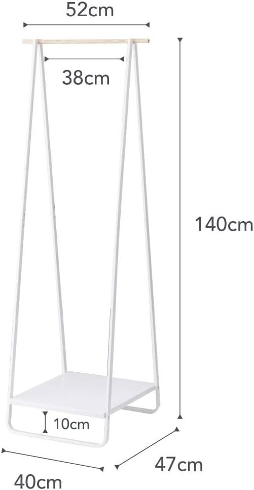 YAMAZAKI Home Freestanding Coat Hanger Clothes Rack with Shelf Steel One Size White