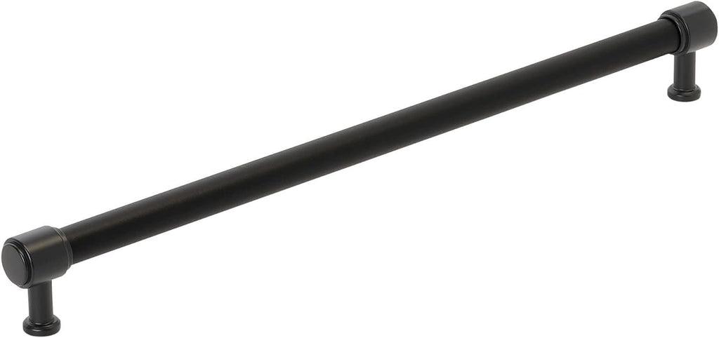 Signature Hardware 954064-18 Lazzara 18 Inch Center to Center Black Leather Appliance Pull - Matte Black