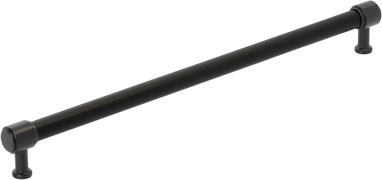 Signature Hardware 954064-18 Lazzara 18 Inch Center to Center Black Leather Appliance Pull - Matte Black