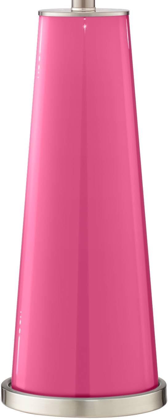 Color + Plus Leo Modern Table Lamps 29 1/2' Tall Set of 2 Blossom Pink Glass Tapered Column Plain White Drum Shade Decor for Bedroom Living Room House Home Bedside Nightstand Office Family