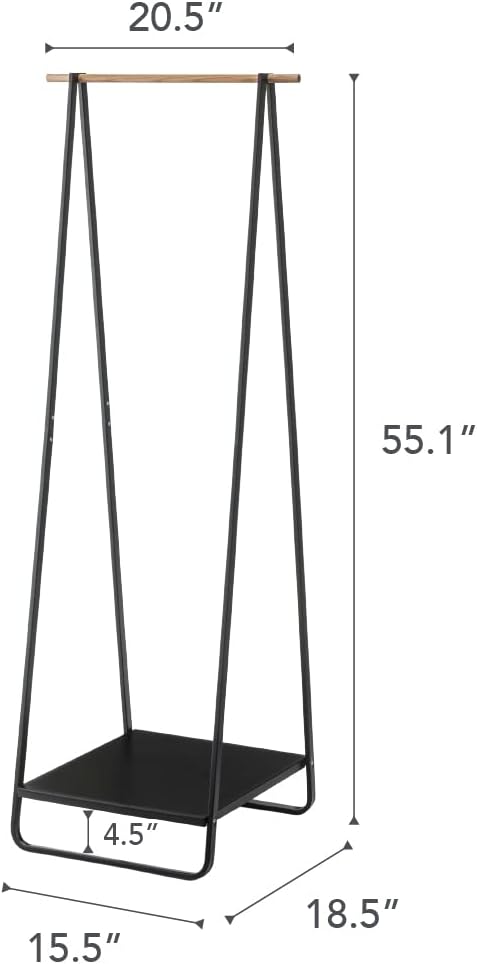 YAMAZAKI Home Tower Freestanding Coat Hanger Clothes Rack With Shelf, 55' - Steel