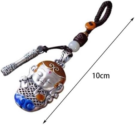 ENGENDER Keychain Silver Monkey King Car Keychain, Pendant Fighting Buddha Men and Women Gift, Key Decoration Key Chains