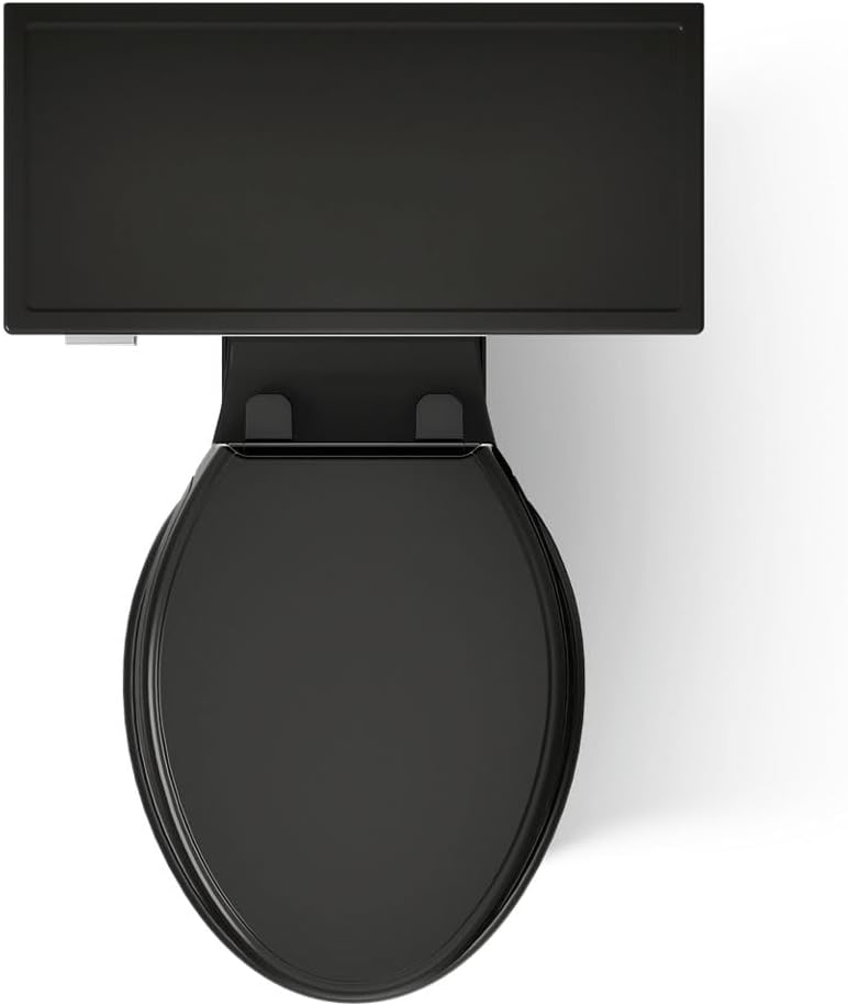 KOHLER K-6669-7 Memoirs Stately Comfort Height Elongated 1.28 GPF Toilet with Aqua Piston Flush Technology, Concealed Trap Way and Left-Hand Trip Lever (2 Piece), Black