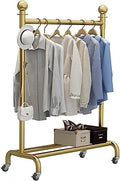 Rolling Garment Rack with Wheels & Shelf - Gold Clothes Rail for Bedroom, Living Room & Retail Display - 100x40x155CM, Stylish Coat Rack Storage Solution