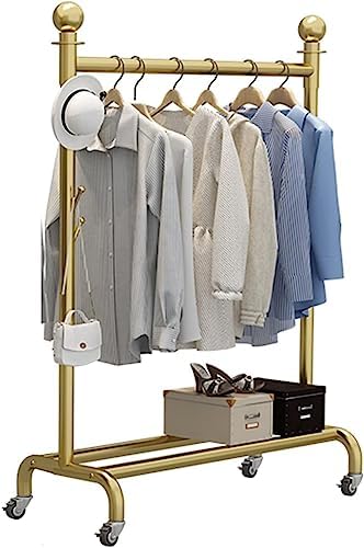 Rolling Garment Rack with Wheels & Shelf - Gold Clothes Rail for Bedroom, Living Room & Retail Display - 100x40x155CM, Stylish Coat Rack Storage Solution