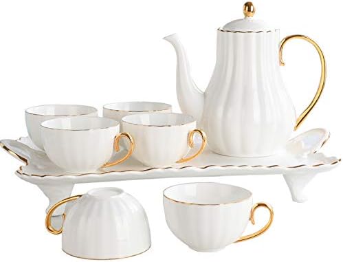 Beverage Serveware Ceramic cold kettle pumpkin pot home housewarming gift cold kettle 7-piece set with chassis Water Carafe
