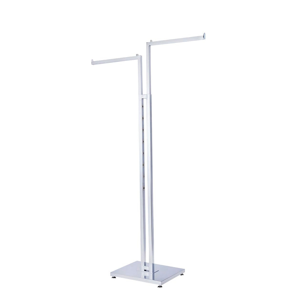 SSWBasics 2-Way Clothing Rack - Adjustable Chrome Garment Rack with Straight Arms - Sleek, Sturdy, and Durable Hanging Racks for Clothes - Ideal for Retail, Boutique, and Thrift Spaces