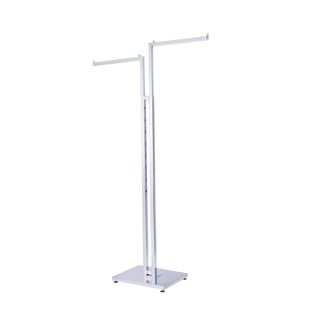 SSWBasics 2-Way Clothing Rack - Adjustable Chrome Garment Rack with Straight Arms - Sleek, Sturdy, and Durable Hanging Racks for Clothes - Ideal for Retail, Boutique, and Thrift Spaces