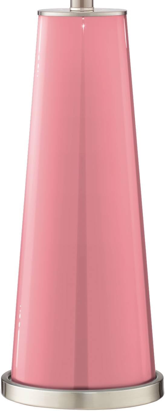 Color + Plus Leo Modern Table Lamps 29 1/2' Tall Set of 2 Haute Pink Glass Tapered Column Plain White Drum Shade Decor for Bedroom Living Room House Home Bedside Nightstand Office Family