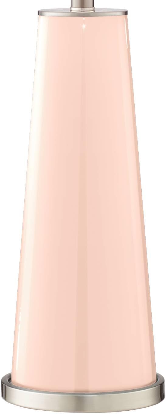 Color + Plus Leo 29 1/2' Tall Cylinder Modern End Table Lamps Set of 2 Linen Pink Brushed Nickel Finish Glass Fabric White Shade Living Room Bedroom Bedside Nightstand House Office Home Reading