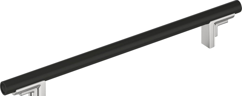 Signature Hardware 954045-12 Anberlin 12 Inch Center to Center Appliance Pull - Matte Black Handle - Polished Chrome