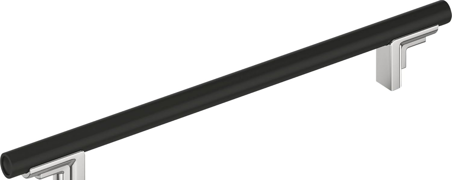 Signature Hardware 954045-12 Anberlin 12 Inch Center to Center Appliance Pull - Matte Black Handle - Polished Chrome