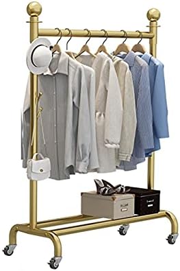 Rolling Garment Rack with Wheels & Shelf - Gold Clothes Rail for Bedroom, Living Room & Retail Display - 100x40x155CM, Stylish Coat Rack Storage Solution