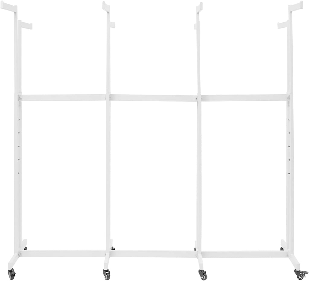 LOYALHEARTDY Metal Garment Rack, Heavy Duty Clothes Rack Retail Display Racks With Wheels 8 Arms Clothing Racks with Wheels Hanging Clothes Commercial Adjustable Garment Rack (White)