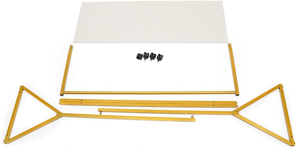 Modern Heavy Duty Metal Rolling Garment Rack with Wheel Industrial Pipe Clothes Rack with Wood Shelf Retail Display Clothing RackSingle Rod Floor-Standing Hangers, Gold