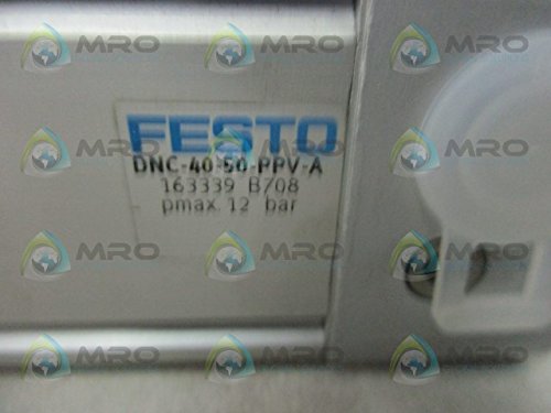 FESTO DNC-40-50-PPV-A (163339), 0.6-12 BAR Operating Pressure, 40 MM BORE, 50 MM Stroke, Double Acting, G1/4 Connection, Pneumatic Cylinder