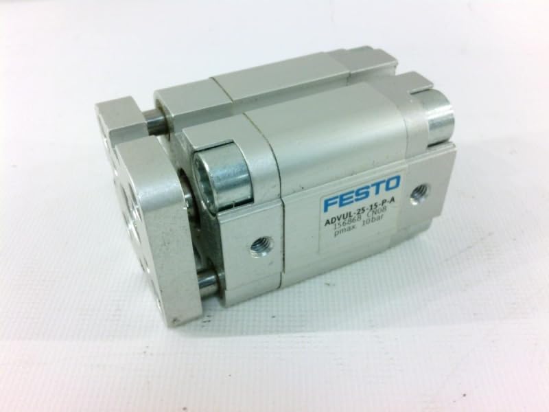 FESTO ADVUL-25-15-P-A (156868), 1-10 BAR, 15 MM Stroke, 25 MM BORE, Compact, Double-Acting, Elastic Cushioning Rings/Pads AT Both Ends, M5 Pneumatic Connection, Pneumatic Cylinder, Series ADVUL
