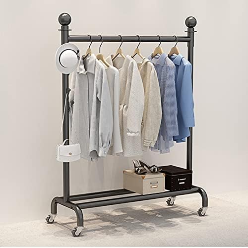Rolling Garment Rack with Wheels & Shelf - Gold Clothes Rail for Bedroom, Living Room & Retail Display - 100x40x155CM, Stylish Coat Rack Storage Solution