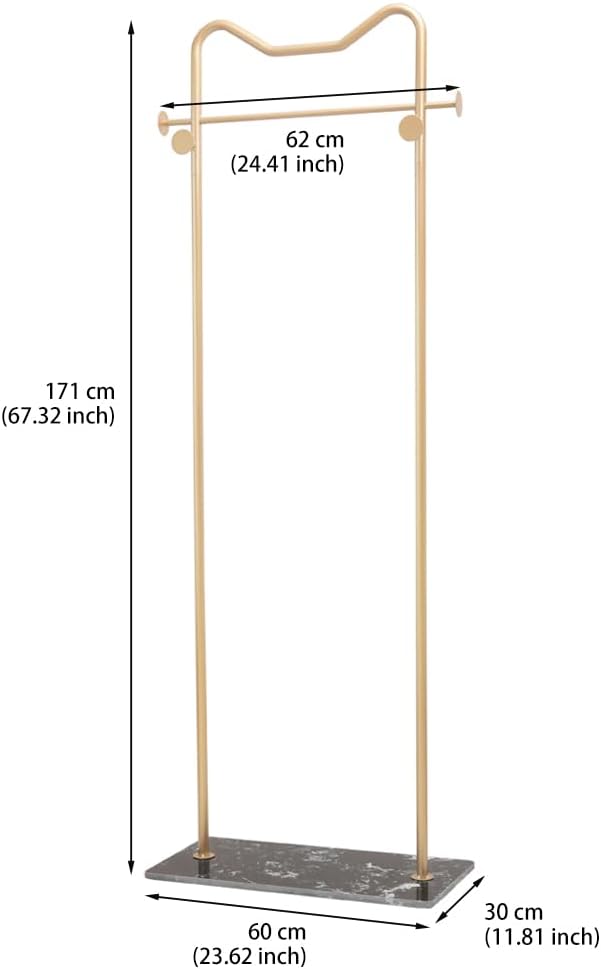 Clothing Rack Marble Base Metal Modern Design Coat Rack Stand for Hanging Clothes Rack Stand for Bedroom Standing Garment Rack Heavy Duty Coat Hanger Freestanding Hanger,Gold