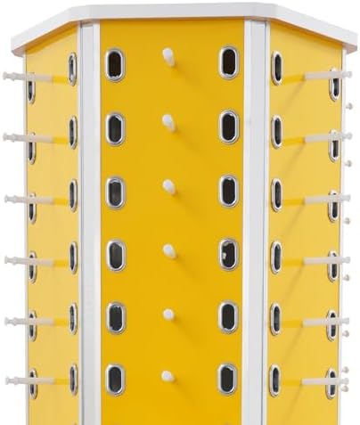 360° Rotating Eyewear Organizer with Wheels - Modern Glasses Storage Display for 102 Pairs, Commercial Sunglasses Cabinet, Stylish Yellow Design