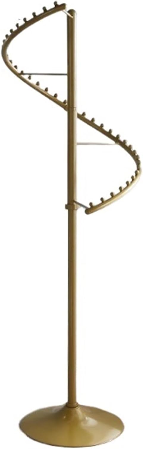 71in Spiral Round Garment Rack, Metal, 360° Rotating, Freestanding Hanging Clothing Display Stand, Heavy Duty, for Bedrooms, Living Rooms(Gold)
