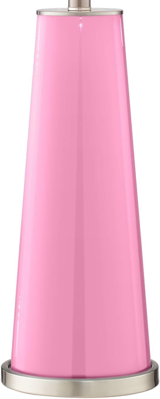 Color + Plus Leo Modern Table Lamps 29 1/2' Tall Set of 2 Candy Pink Glass Tapered Column Plain White Drum Shade Decor for Bedroom Living Room House Home Bedside Nightstand Office Family
