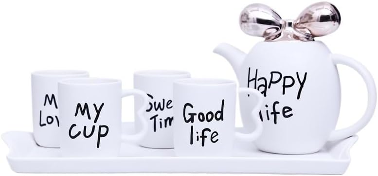 Beverage Serveware Ceramic water set tea set living room water cup coffee cup home cup set new elegant tea set Water Carafe(White)