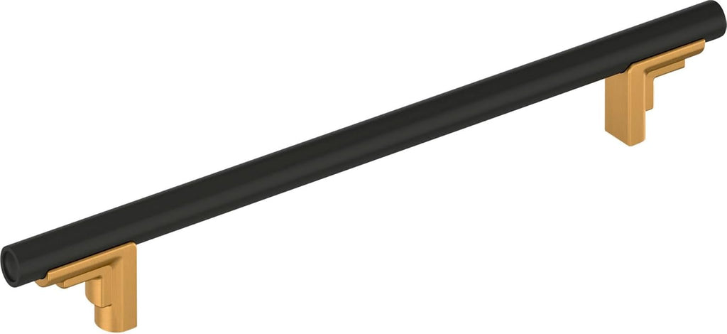 Signature Hardware 954045-12 Anberlin 12 Inch Center to Center Appliance Pull - Matte Black Handle - Brushed Gold