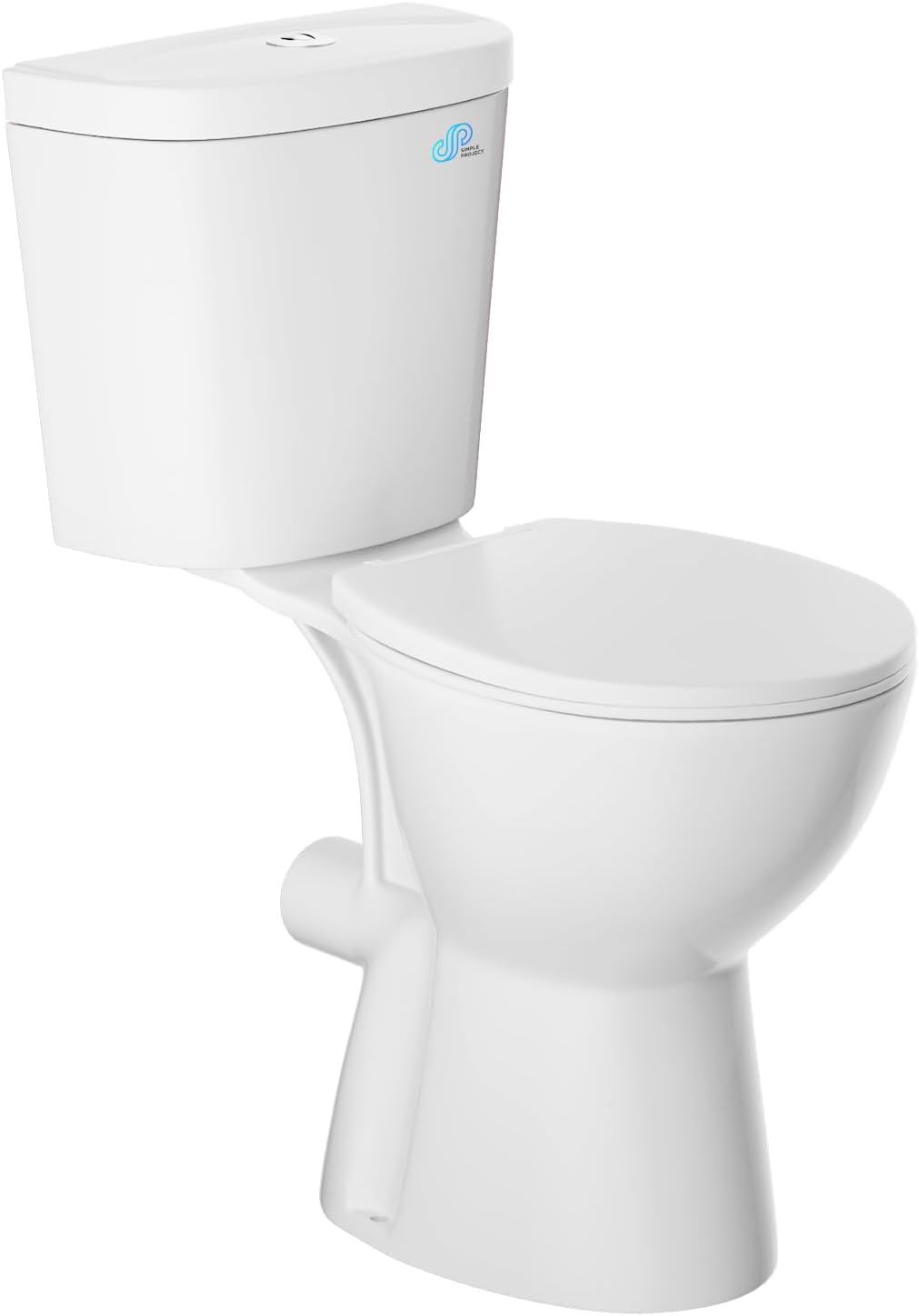 Simple Project Rear Outlet Toilet with Tank, 19 Inch ADA Rear High Toilet, Dual Flush 1/1.28GPF Back Discharge Tall Toilet with Comfort Soft Close Seat for Seniors -Includes Extension Pipe