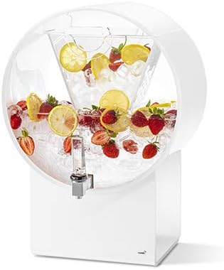 5 gal Acrylic Beverage Dispenser Lucid Barrel White