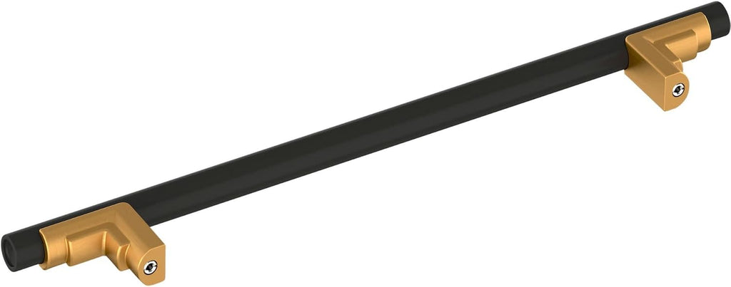 Signature Hardware 954045-12 Anberlin 12 Inch Center to Center Appliance Pull - Matte Black Handle - Brushed Gold