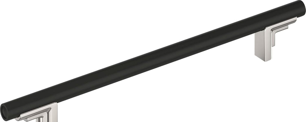 Signature Hardware 954045-12 Anberlin 12 Inch Center to Center Appliance Pull - Matte Black Handle - Polished Nickel