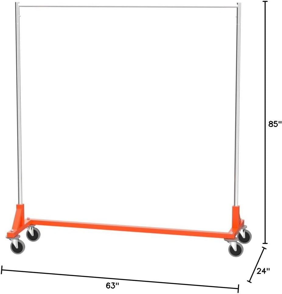 Only Hangers Commercial Grade Rolling Z Rack with Nesting Orange Base