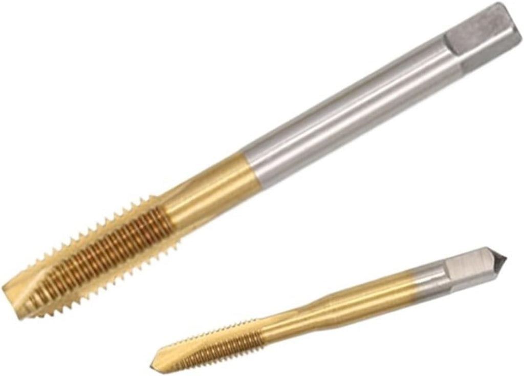 Titanium Coated High Speed Steel Spiral Point Plug Thread Screw Tap Tool Set Forward Chip Ejection Round Shank Taps and Dies(Titanium Coated,3 pcs,M14 X 2)