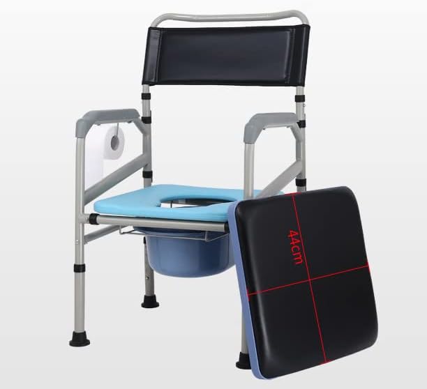 Commode Chair The Elderly, 5-Level Height Adjustment, 3 in 1 Bedside and Bathroom Steel Commode Toilet Seat, with Commode Bucket, Splash Guard and Arms