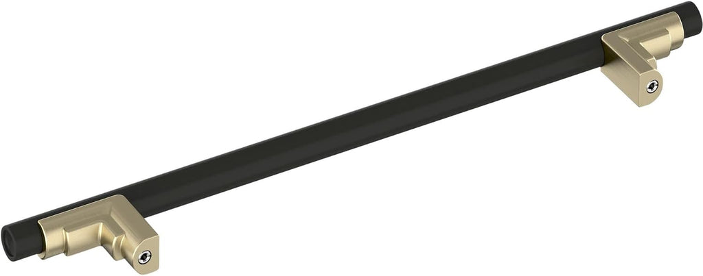 Signature Hardware 954045-12 Anberlin 12 Inch Center to Center Appliance Pull - Matte Black Handle - Brushed Gold