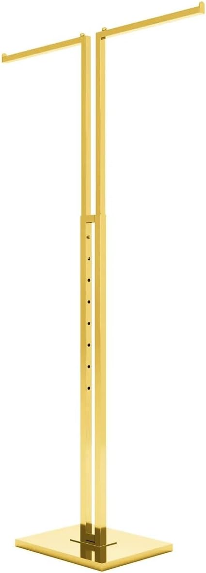 Gold 2-Way Heavy Duty Clothing Rack Adjustable Height Garment Racks with Straight Arms Retail Clothes Rack Display