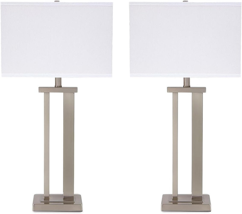 Signature Design by Ashley Aniela Minimalist Table Lamp, 2 Count Lamps, 29.5', Silver Finish