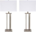 Signature Design by Ashley Aniela Minimalist Table Lamp, 2 Count Lamps, 29.5', Silver Finish
