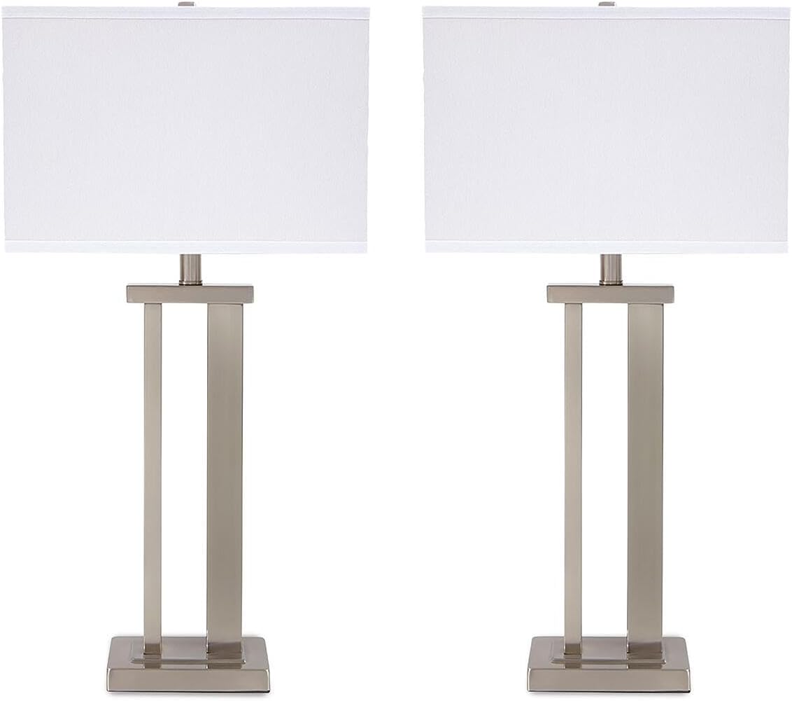 Signature Design by Ashley Aniela Minimalist Table Lamp, 2 Count Lamps, 29.5', Silver Finish