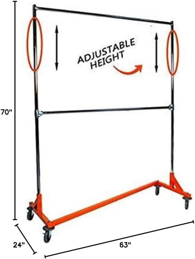 Only Hangers Industrial Strength Z Rack with Add-On Hangrail and Built-in Height Extensions - Available in Black, Orange, and White (ORANGE)